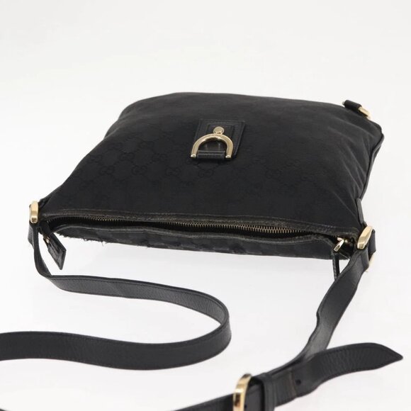 GUCCI GG Canvas Abbey Shoulder Bag Black Gold - Picture 3 of 16
